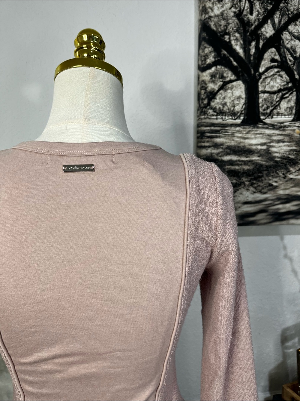 NWT Pale Pink Towelling Panel Top Maniere du Voir UK 10 - Picture 2 of 16